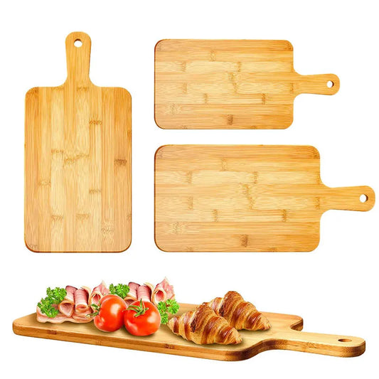 Bamboo Cutting Board with Handle Large Wooden Serving Board Kitchen Chopping Boards for Pizza Vegetables Meat